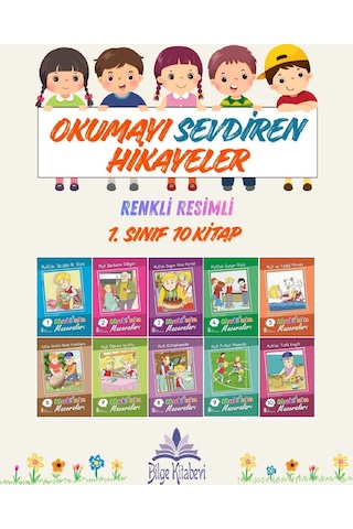 1. Sınıf Okumayı Sevdiren Renkli Resimli Hikayeler 11 - 10 Kitap
