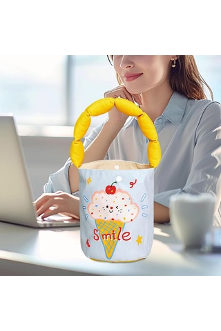Homyl Kadın Kova Çantası Taşınabilir Çanta Günlük Sevimli Dondurma Deseni