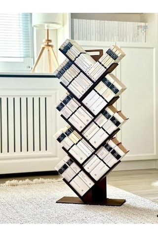 Mk10 Geometrik 8 Raflı Ağaç Kitaplık Büyük Çok Renkli