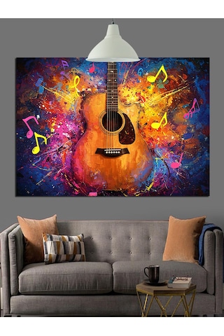 Gitar Müzik Soyut Sanat Dekoratif Kanvas - Mdf Ahşap Tablo