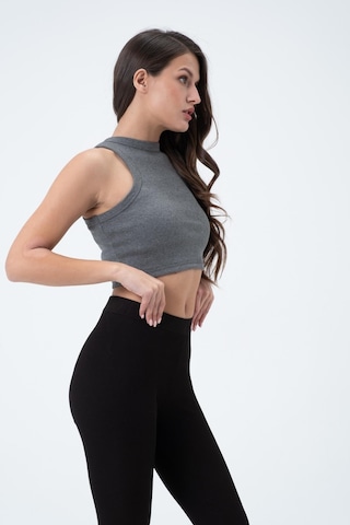 Quhox Kadın Kaşkorse Crop Atlet Gri