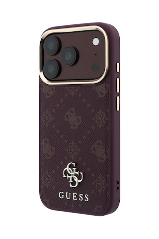 Apple Uyumlu iPhone 18 Pro Max Kılıf Guess Lisanslı M-safeli Klasik Yazı Ve 4g Logolu Pu Deri Peony Kapak Bordo