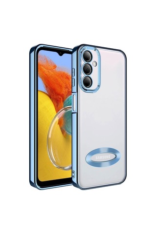 Galaxy M14 Kılıf Kamera Korumalı Logo Gösteren Zore Omega Kapak Sierra Mavi
