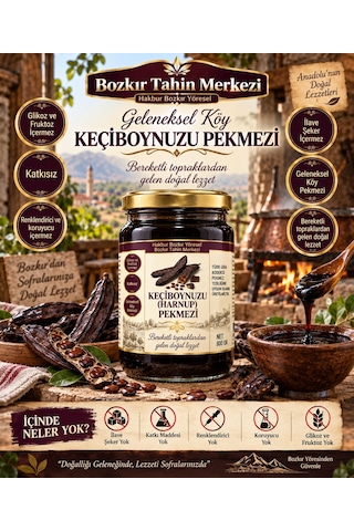 Bozkır Tahin Merkezi Geleneksel Keçiboynuz Harnup Köy Pekmezi Şeker ilavesiz & Koruyucu İçermez 800 G