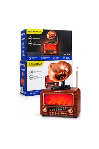 Polygold Pg-01bt Bluetooth Gramofon Nostalji Speaker Fm/am/sw Radyo Usb Tf Kart 1800 Mah