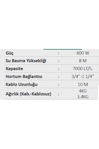 Rtrmax Rtm814 Temiz Su Dalgıç Pompa 8M 400W N11.749
