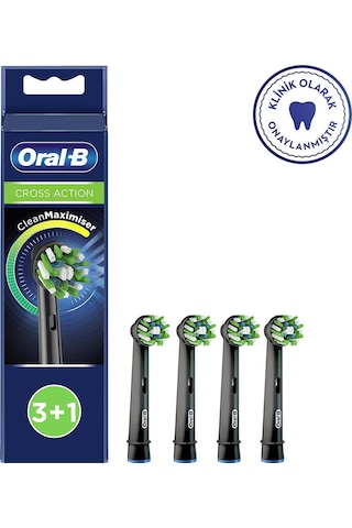 Oral-B Cross Action Clean Maximizer 3+1 Yedek Fırça Başlığı Siyah