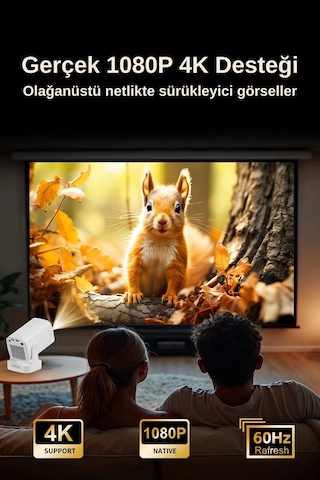 Wearfitpro Hy260 Pro 1080p Ultra 4k Kısa Mesafeli Projeksiyon Cihazı Android Wifi Otomatik Odaklı Projektör