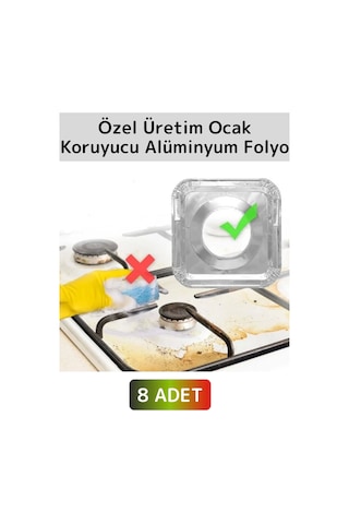 Premium Dayanıklı Uzun Ömürlü Kolay Temizlenebilir Ocak Yağ Kir Önleyici Kare Alüminyum Folyo 8'li