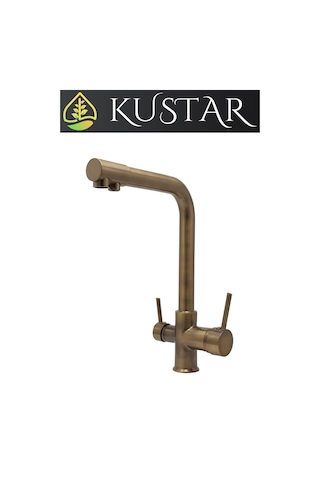 Kustar Antik Eskitme 3 Yollu Arıtma Çıkışlı Aç Kapa Sıcak Soğuk İçme Suyu Çıkışlı Mutfak Eviye Bataryası
