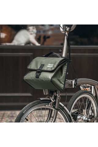 Rockbros W010 Brompton Bisiklet Ön Çantası Için Alüminyum Film Astarlı Gıda Saklama Çantası - Koyu Yeşil