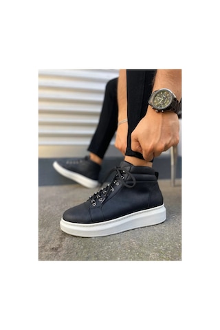 DMR Elegance Jy206 Ottawa Bağcıklı Ortopedik Taban Cilt Erkek Spor Bot Cbt Siyah