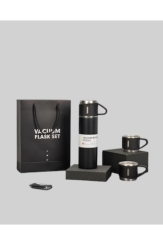 Bfs Isıyı Uzun Süre Koruyan 500 Ml Termos Seti Çelik Gövde, 2 Bardaklı, Hediye Kutulu Çok Renkli