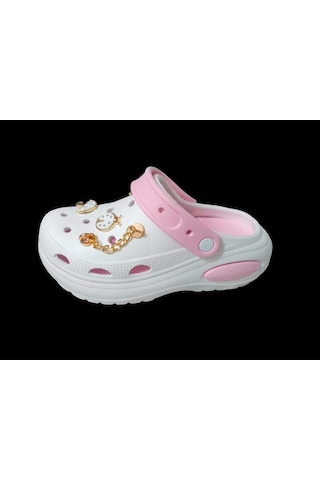 Twingo Taşlı Emojili Kadın Terlik , Sandalet Yüksek Taban Beyaz-pembe