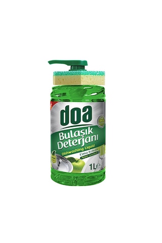 Doa Sıvı Bulaşık Deterjanı Elma Özlü 1 Lt Süngerli X 4 Adet