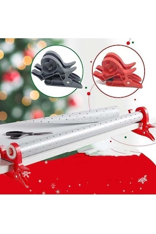 Willowhaven 2 Adet Kırmızı Entegre Bantlı Sarma Kağıdı Tutucu, Masa Kelepçesi, Hediye Paketleme Aleti Diğer