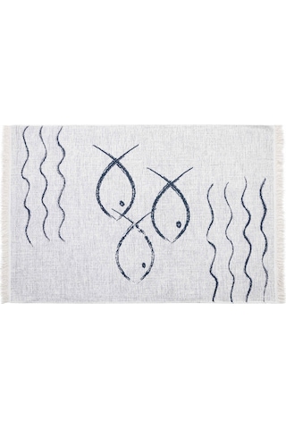 Mudo Home Larıssa Fısh Çift Taraflı Halı Lacivert Beyaz 120x180