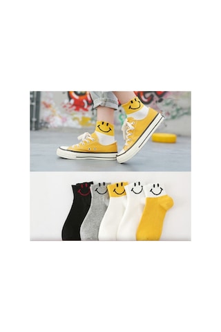 Worthy Socks 5'li Kadın Çok Renkli Pamuklu Kolej Tenis Çorap