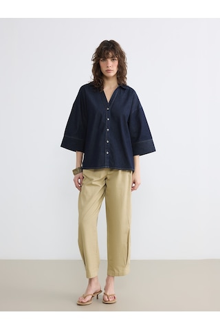 Lcw Vision İndigo Loose Fit Kadın Jean Gömlek
