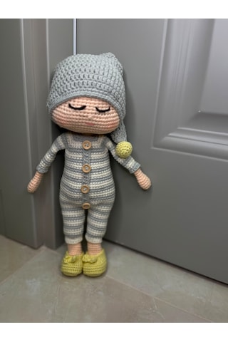El Yapımı Amigurimi Uyuyan Uyku Arkadaşı Bebek&örgü Oyuncak 32 Cm