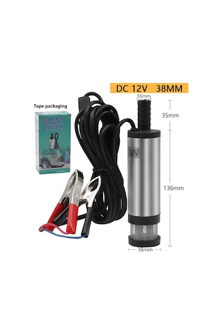 Geeksen 38mm Dc5v/12v/24v Elektrikli Akü Pompa - Dizel Yağ Su Çekici, Dış Filtreli Gümüş Kelepçe Tipi, Renkli Kutuda