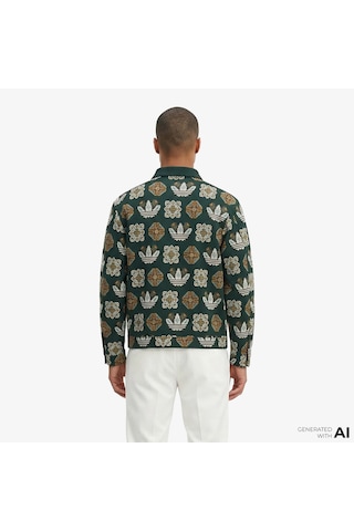 Adidas Monogram Allover Print Loose Yeşil Ceket Jy2997
