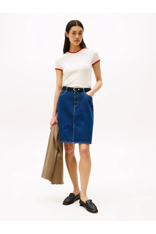 Tommy Hilfiger Contrast Rınger Tee Kadın Beyaz T-shirt