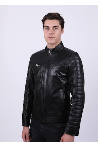 New Zaya Leather Erkek Siyah Hakiki Deri Ceket (466905892) Siyah