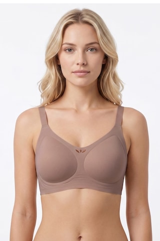 Cottonhill Seamless Bra - Ease Kahverengi Lazer Kesim Balensiz Dekolteli Dikişsiz Kadın Sütyen