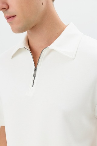 Antioch Polo Yaka Basic T-shirt Ekru