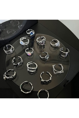 Fastbuy S925 Sterling Silver Vintage Çok Renkli Ring Chain Jewelry, Color: J3456, Ideal For Women Çok Renkli