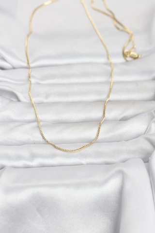 Cm 14k Gold Renk İnce Kare Zincirli Model 60 Cm Kadın Kolye - Lisinya Altın