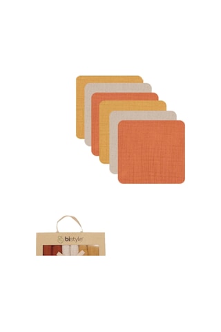 Bistyle 6'lı Müslin Mendil 20x20 Cm 90106 Kiremit Bej Hardal Çok Renkli