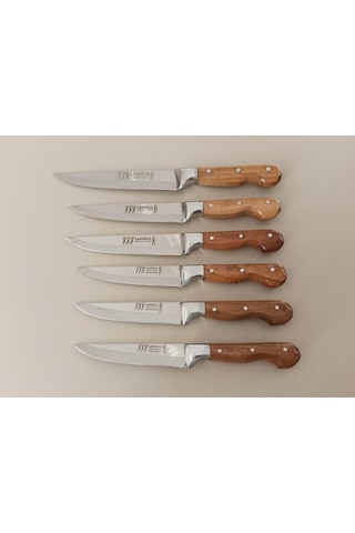 Lazoğlu Mutfak Bıçak Seti 6 Lı Bilezikli Ekmek-sebze Bıçağı Ahşap