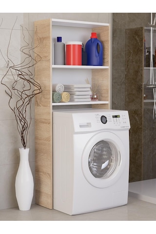 %100 Mdf Çamaşır Ve Kurutma Makinesi Dolabı, Beyaz Açık Raflı Çamaşır Makinesi Üstü Düzenleyicisi Sonoma-beyaz Sonoma - Beyaz