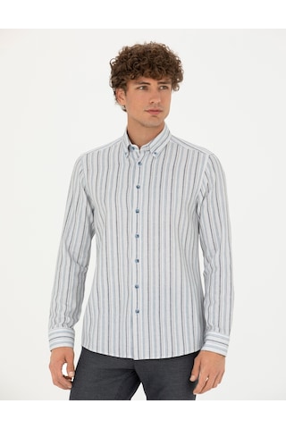 Pierre Cardin Erkek Mavi Desenli Gömlek 50275620-vr036 Mavi