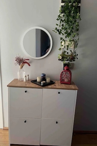 45 Cm Çap Banyo & Makyaj Aynası Yuvarlak Antre Hol Koridor Duvar Salon Mutfak Ofis Dekoratif Ayna - Beyaz Beyaz