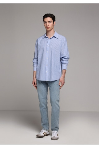 Colin's Colins Regular Fit Shirt Neck Çizgili Erkek Mavi Uzun Kol Gömlek Cl1081139 Q1.v2 Ble