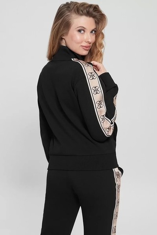 Guess Kadın Regular Fit Fermuarlı Dik Yaka Sweat Siyah