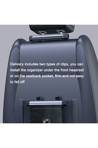 Hombey Oto Çöp Torbası Organizatörü - Gizlenebilir Katlanabilir Askılı Çöp Kutusu, 2 Adet Çöp Torbası Rollü 40 Adet İle, Titanyum Gri Gri