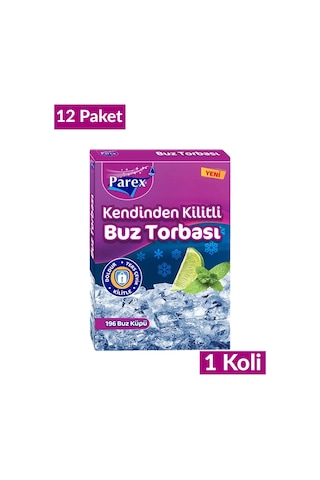 Kendinden Kilitli Buz Torbası 196 Buz Küpü 12 Paket 1 Koli