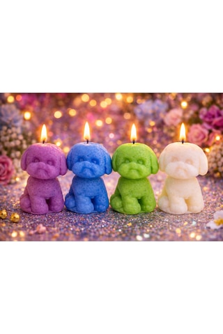 Shıne Candles- Dekoratif Köpek Mum Sevimli Tasarım- Mavi Mavi