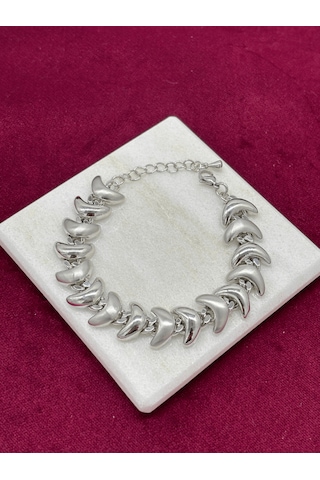 Parlak Ve Mat Silver Renkli V Şekilli Bileklik Silver