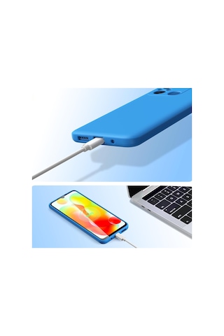 Xiaomi Redmi 12c Kılıf Kamera Korumalı Lansman Silikon Kapak Mavi
