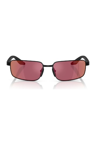 Prada Ps B54s 1bo07a 59 Linea Rossa Erkek Polarize Dikdörtgen Aynalı Siyah Metal Güneş Gözlüğü Siyah