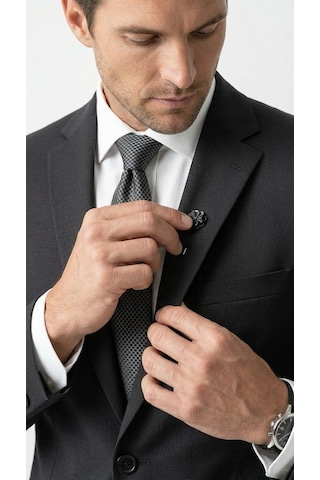 Tk 6893erkek Klasik 2 Li Takım Elbise 2 Düğmeli Slim Fit Esnek Kumaş Çift Yırtmaçlı 7 Drop Siyah