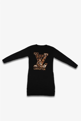 Kadın Siyah Luisvuitton Uzun Kollu Triko Elbise Siyah