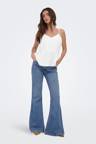 Only Onlnele Regular Fit V Yaka Bağlama Detaylı İnce Askılı Bluz Bayan Bluz 15370325 Ekru