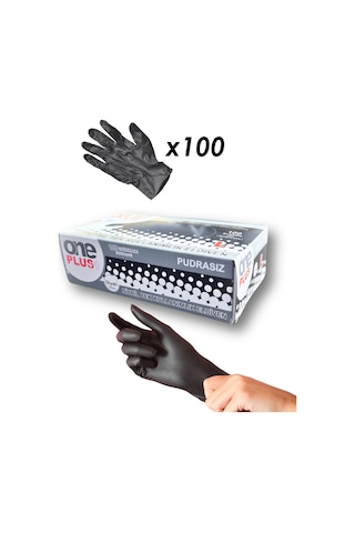 One Plus Nitril Eldiven Pudrasız Larc Siyah 100'lü Paket