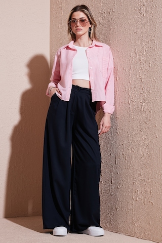 Lela Wide Leg Yüksek Bel Geniş Paça Palazzo Bayan Pantolon 5866290 Lacivert